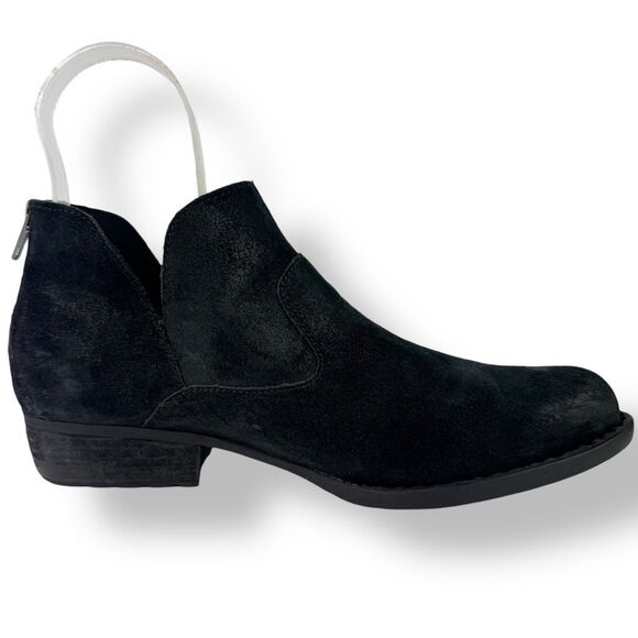 Born Kerri Ankle Boots Booties Distressed Black Suede Leather Short Pull On 10 - Picture 5 of 14